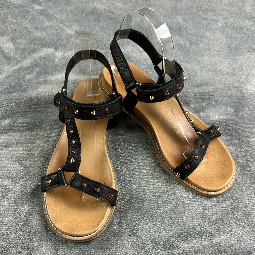 Carvela Kilter black leather studded sandals size 38 or (7.5 US)